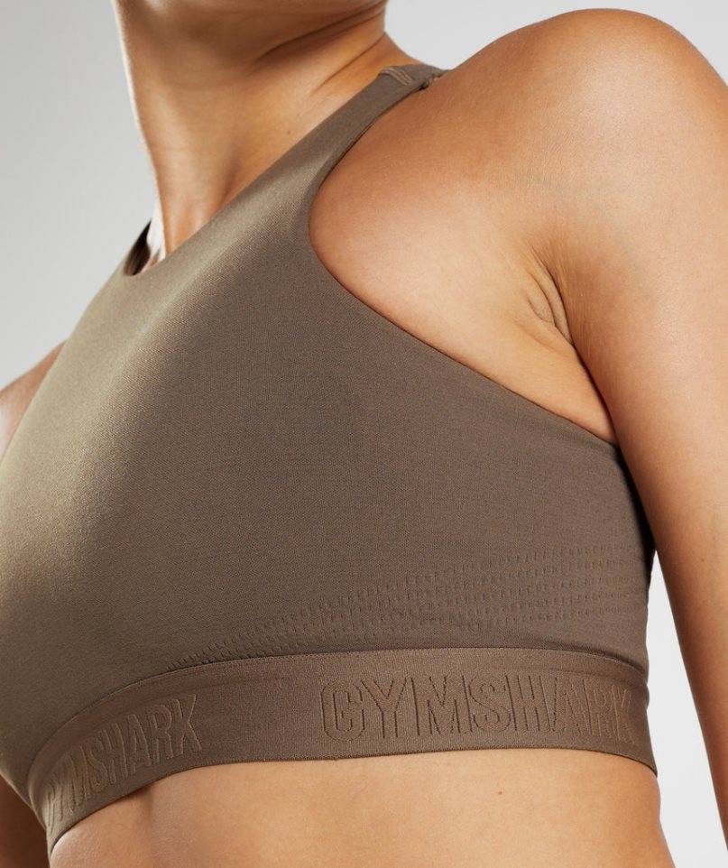 Women's Gymshark 315 Performance High Neck Sports Bra Dark Brown | CA 1N83AD